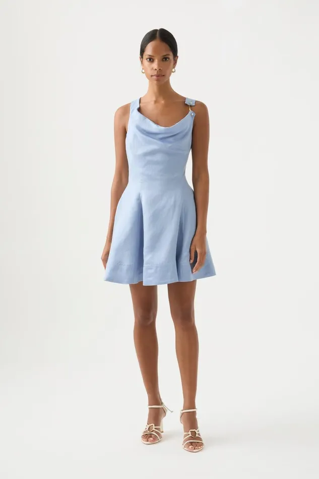 Aje Dresses Liberty Asymmetric Mini Dress Steel Blue 8211 Women