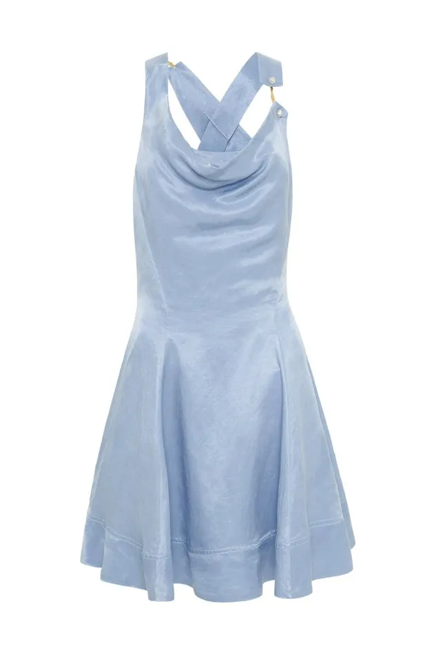 Aje Dresses Liberty Asymmetric Mini Dress Steel Blue 8211 Women Aje Dresses Liberty Asymmetric Mini Dress Steel Blue 8211 Women