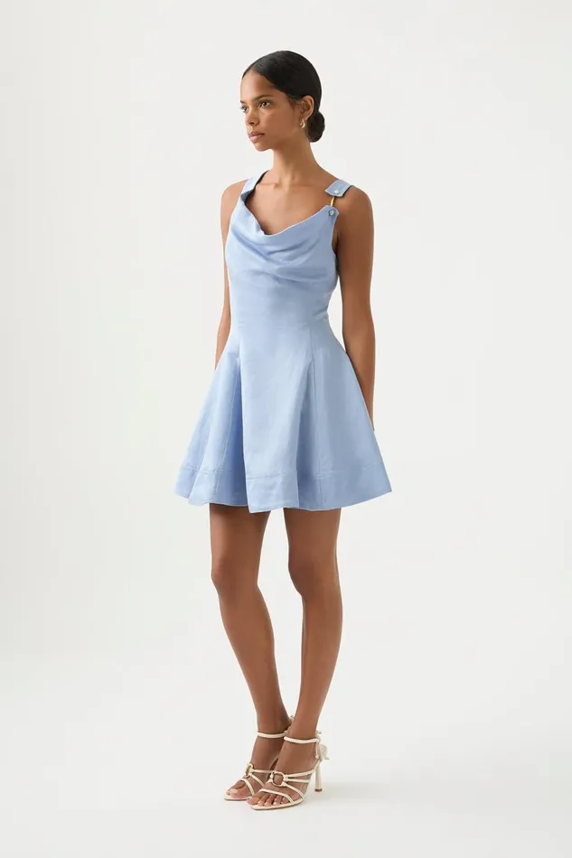Aje Dresses Liberty Asymmetric Mini Dress Steel Blue 8211 Women Aje Dresses Liberty Asymmetric Mini Dress Steel Blue 8211 Women