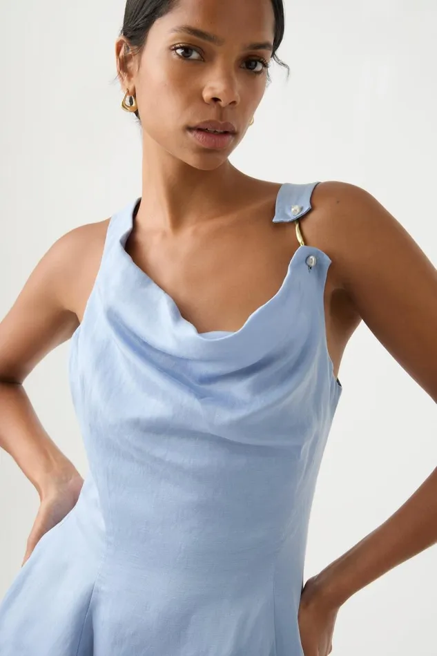 Aje Dresses Liberty Asymmetric Mini Dress Steel Blue 8211 Women Aje Dresses Liberty Asymmetric Mini Dress Steel Blue 8211 Women
