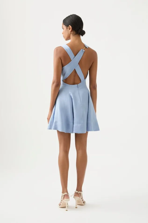 Aje Dresses Liberty Asymmetric Mini Dress Steel Blue 8211 Women Aje Dresses Liberty Asymmetric Mini Dress Steel Blue 8211 Women
