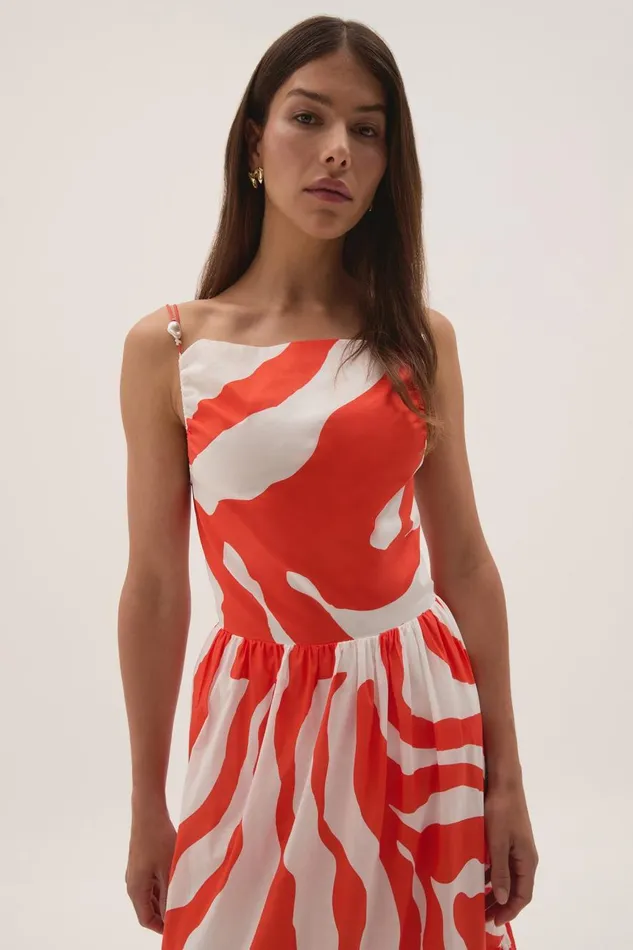 Aje Dresses Marley Tiered Maxi Dress Coral Zebra 8211 Women Aje Dresses Marley Tiered Maxi Dress Coral Zebra 8211 Women