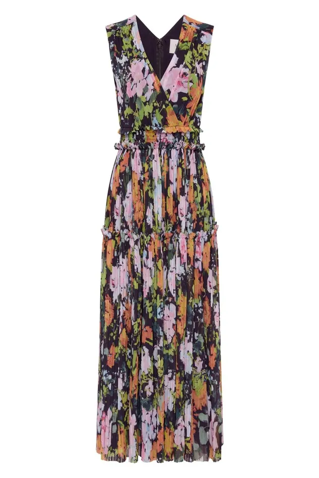 Aje Dresses Marlowe Shirred Midi Dress Midnight Floral 8211 Women Aje Dresses Marlowe Shirred Midi Dress Midnight Floral 8211 Women