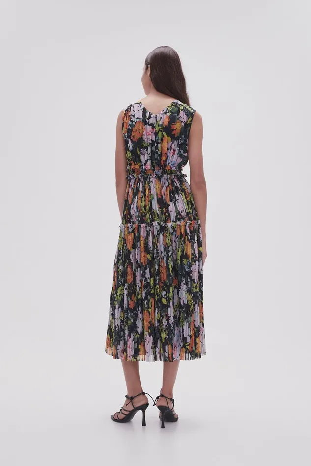 Aje Dresses Marlowe Shirred Midi Dress Midnight Floral 8211 Women Aje Dresses Marlowe Shirred Midi Dress Midnight Floral 8211 Women