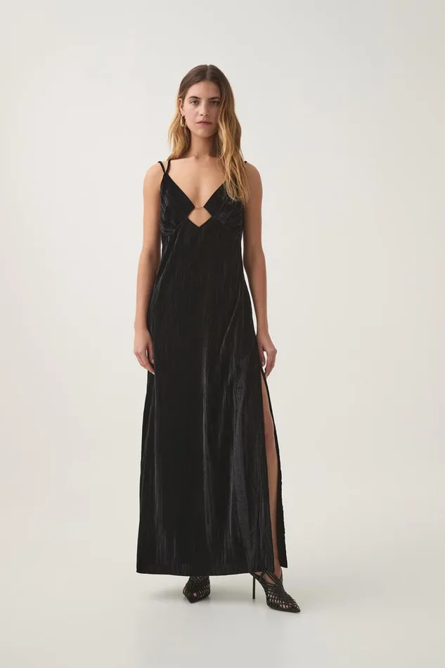 Aje Dresses Moonbow Velvet Maxi Dress Black 8211 Women