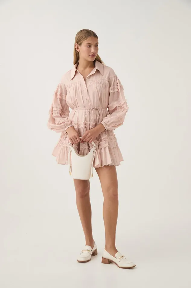 Aje Dresses Pastiche Tiered Mini Dress Blush Pink 8211 Women Aje Dresses Pastiche Tiered Mini Dress Blush Pink 8211 Women