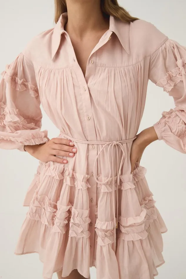 Aje Dresses Pastiche Tiered Mini Dress Blush Pink 8211 Women Aje Dresses Pastiche Tiered Mini Dress Blush Pink 8211 Women