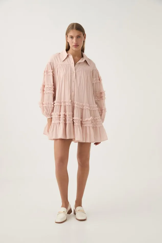 Aje Dresses Pastiche Tiered Mini Dress Blush Pink 8211 Women Aje Dresses Pastiche Tiered Mini Dress Blush Pink 8211 Women