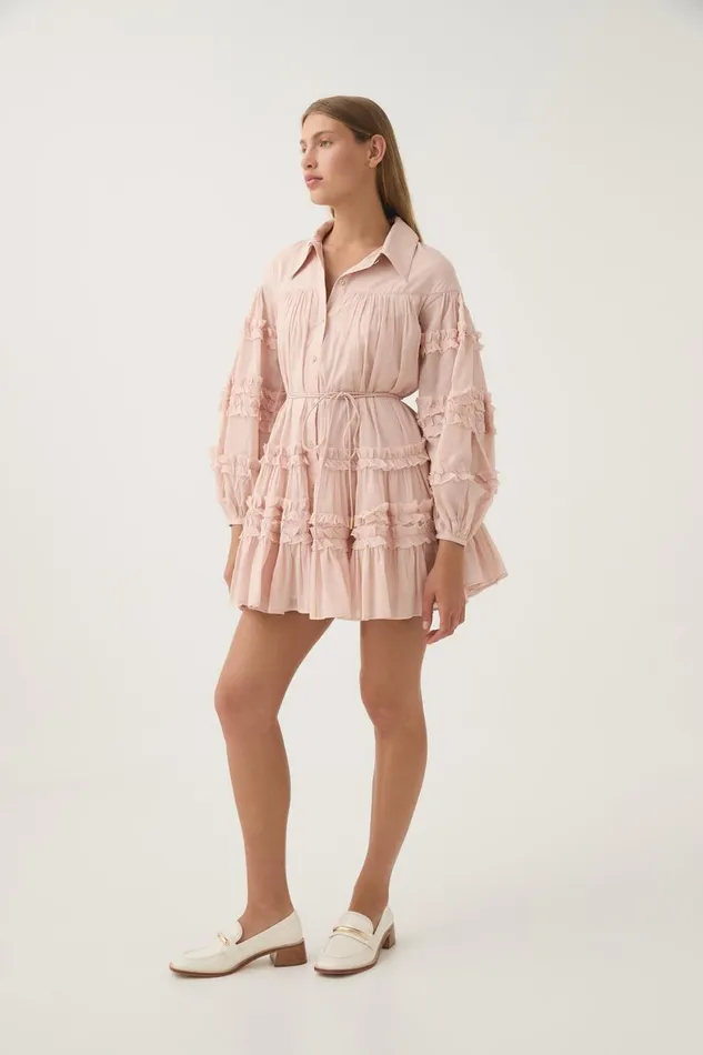 Aje Dresses Pastiche Tiered Mini Dress Blush Pink 8211 Women Aje Dresses Pastiche Tiered Mini Dress Blush Pink 8211 Women