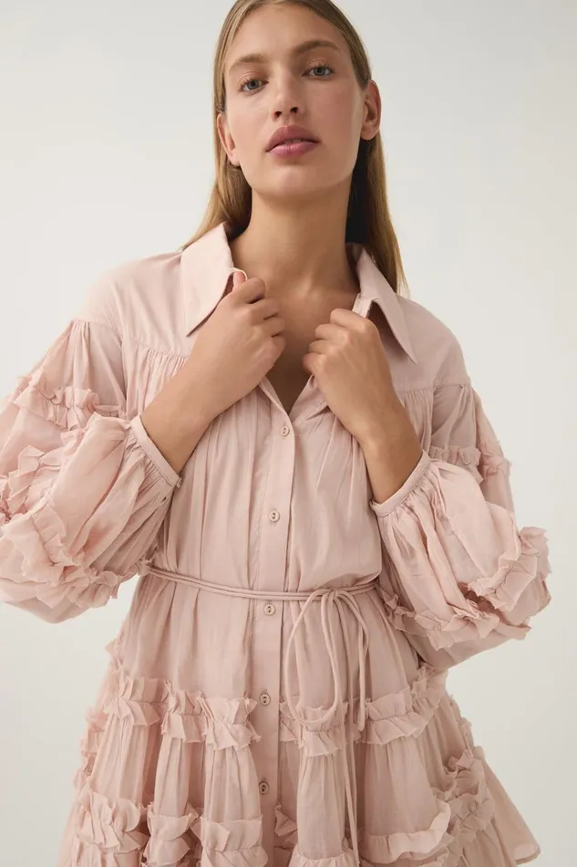 Aje Dresses Pastiche Tiered Mini Dress Blush Pink 8211 Women Aje Dresses Pastiche Tiered Mini Dress Blush Pink 8211 Women