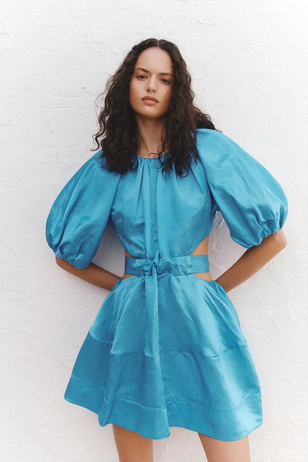 Aje Dresses Psychedelia Cut Out Mini Dress Azure Blue 8211 Women