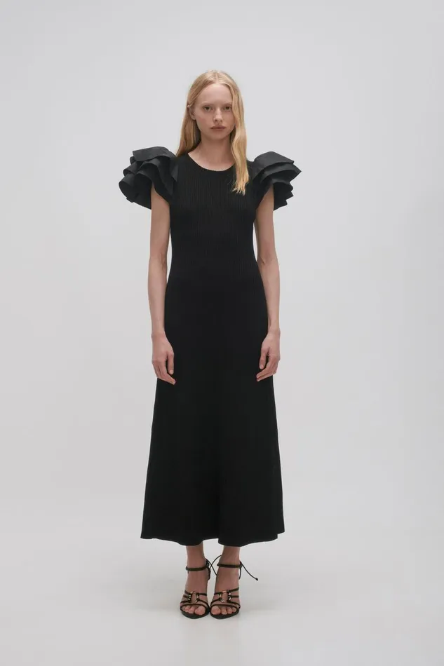 Aje Dresses Questa Puff Midi Dress Black 8211 Women