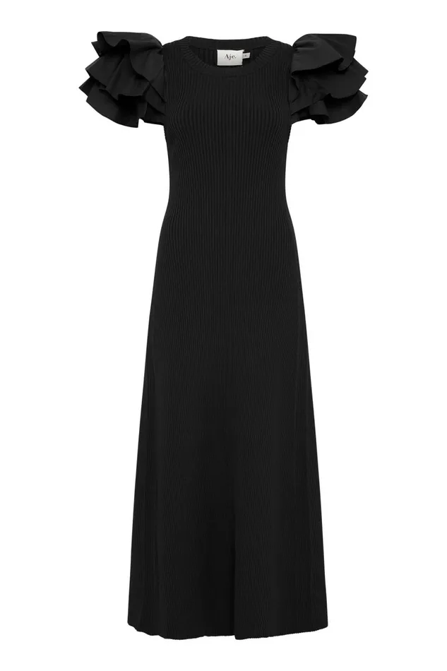 Aje Dresses Questa Puff Midi Dress Black 8211 Women Aje Dresses Questa Puff Midi Dress Black 8211 Women