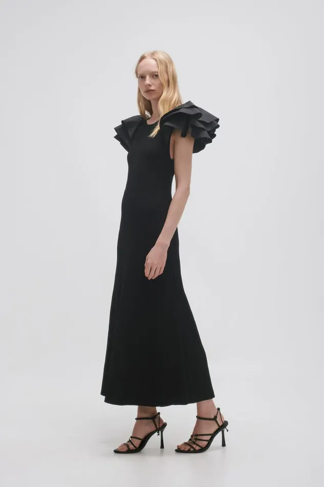 Aje Dresses Questa Puff Midi Dress Black 8211 Women Aje Dresses Questa Puff Midi Dress Black 8211 Women