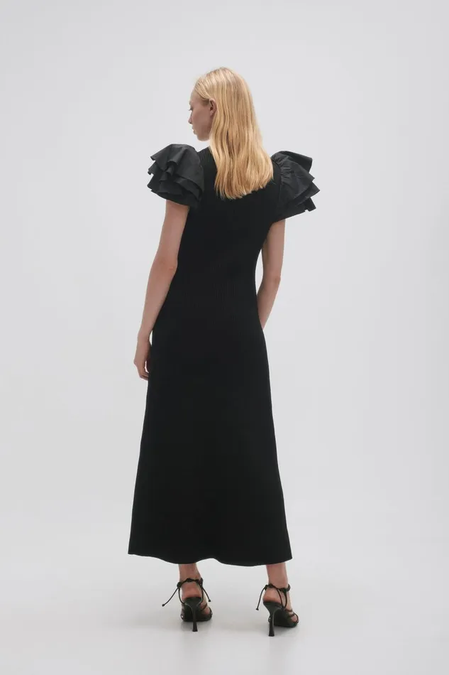 Aje Dresses Questa Puff Midi Dress Black 8211 Women Aje Dresses Questa Puff Midi Dress Black 8211 Women