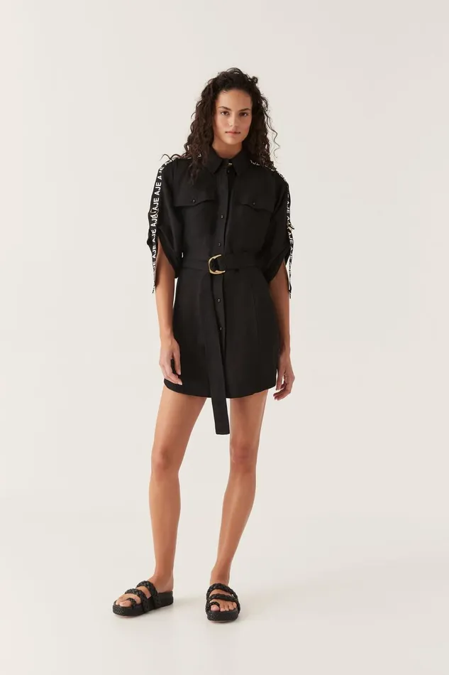 Aje Dresses Signal Logo Shirt Mini Dress Black 8211 Women Aje Dresses Signal Logo Shirt Mini Dress Black 8211 Women
