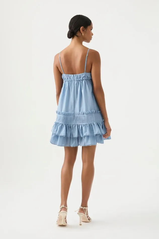 Aje Dresses Talia Flounce Mini Dress Steel Blue 8211 Women Aje Dresses Talia Flounce Mini Dress Steel Blue 8211 Women