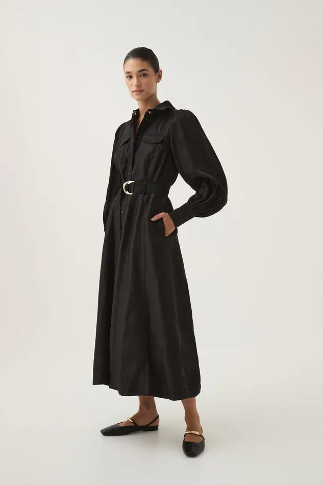 Aje Dresses Tasmin Belted Midi Dress Black 8211 Women Aje Dresses Tasmin Belted Midi Dress Black 8211 Women