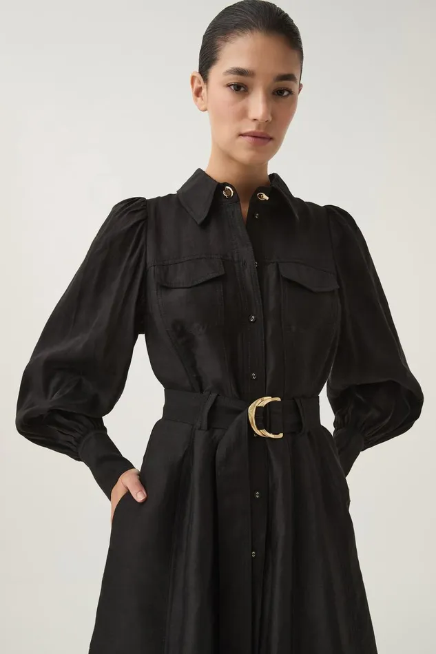 Aje Dresses Tasmin Belted Midi Dress Black 8211 Women Aje Dresses Tasmin Belted Midi Dress Black 8211 Women
