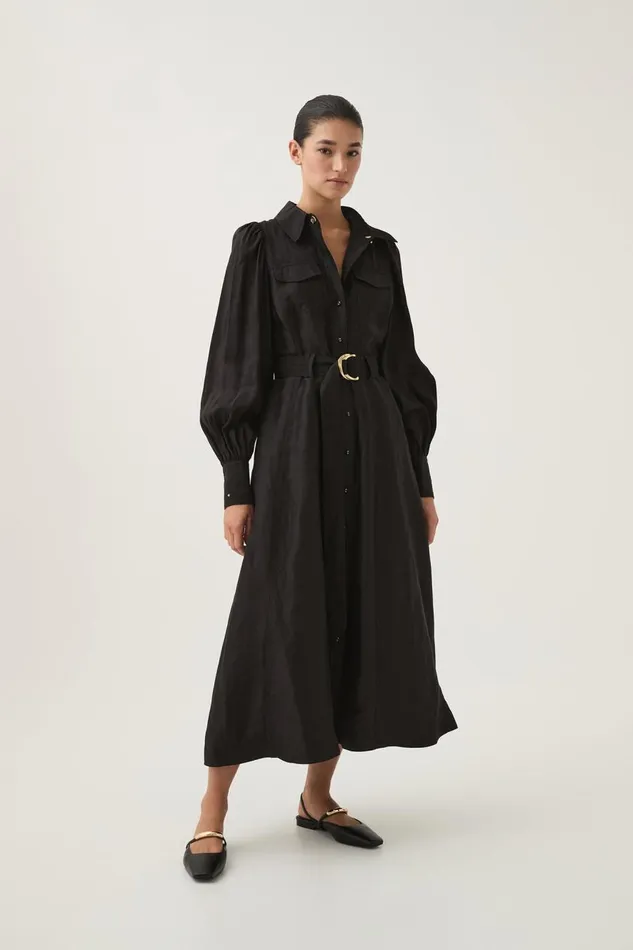 Aje Dresses Tasmin Belted Midi Dress Black 8211 Women Aje Dresses Tasmin Belted Midi Dress Black 8211 Women