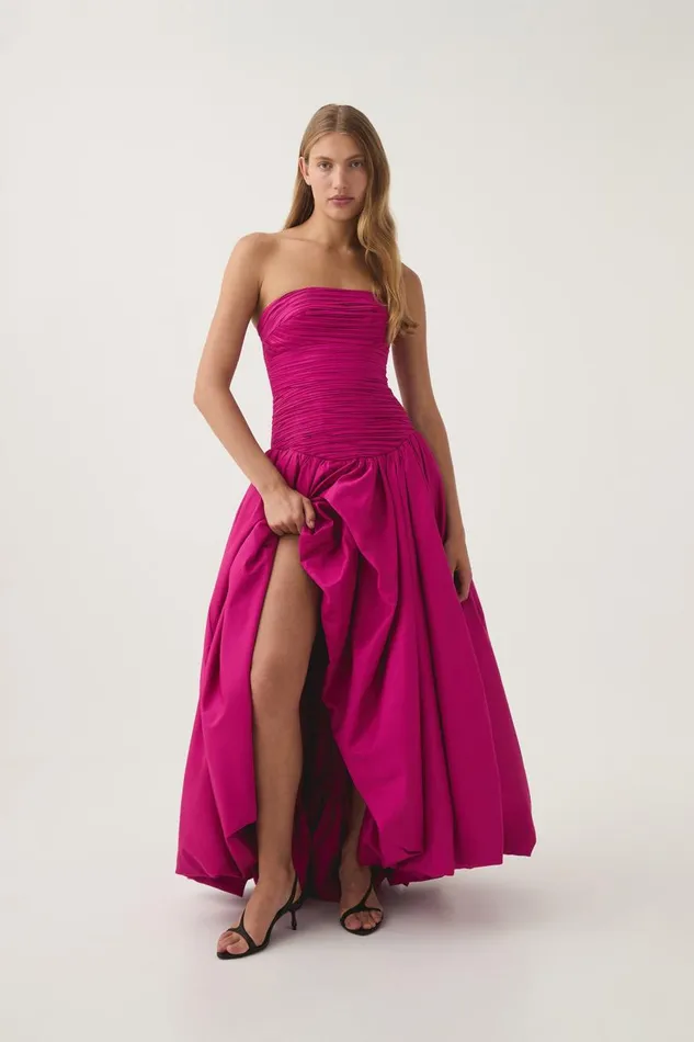 Aje Dresses Violette Bubble Hem Maxi Dress Deep Magenta 8211 Women
