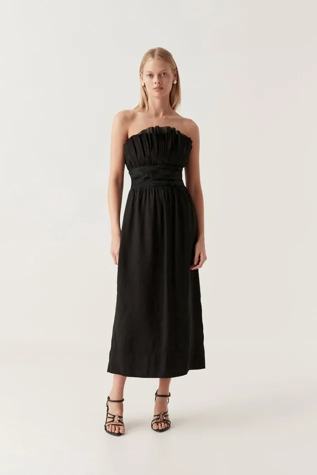 Aje Dresses Whisper Knot Waist Midi Dress Black 8211 Women