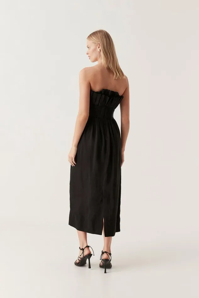 Aje Dresses Whisper Knot Waist Midi Dress Black 8211 Women Aje Dresses Whisper Knot Waist Midi Dress Black 8211 Women