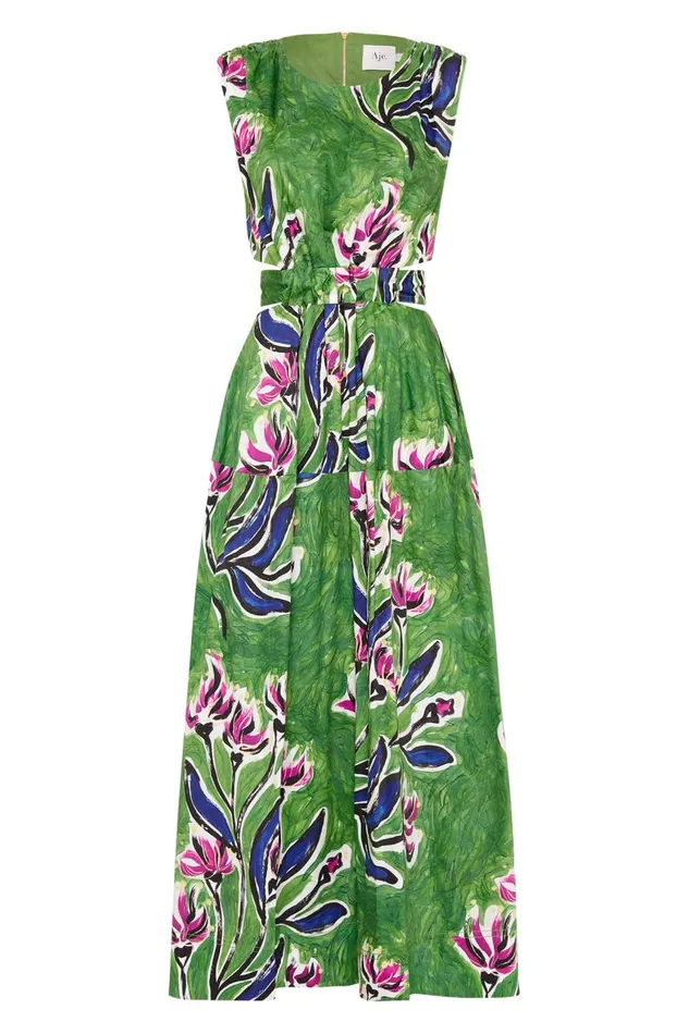Aje Dresses Zorina Tie Midi Dress Native Gumnut Floral 8211 Women Aje Dresses Zorina Tie Midi Dress Native Gumnut Floral 8211 Women