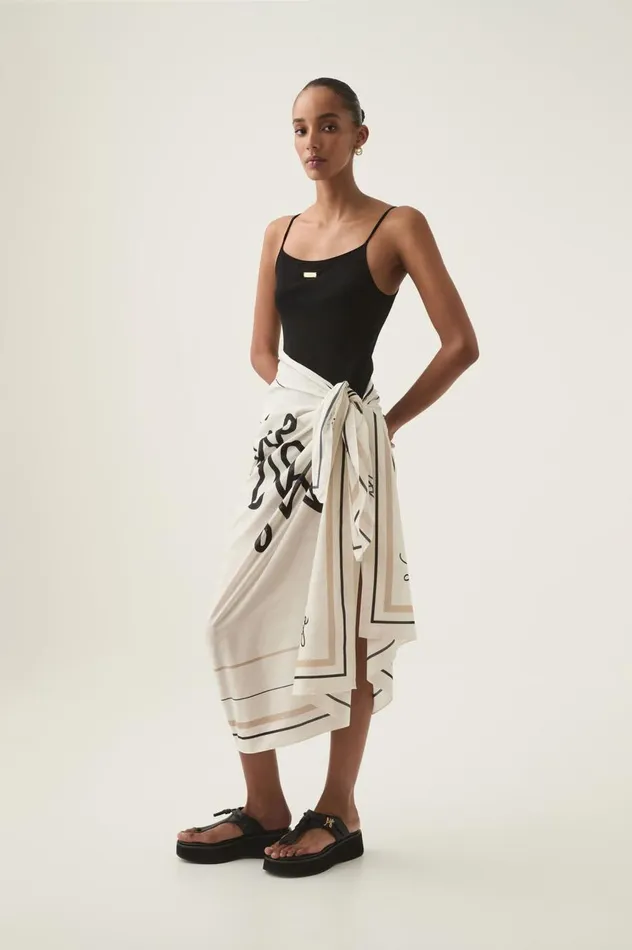 Aje Hats and Scarves Emmy Logo Sarong Ivoryblack Logo 8211 Women