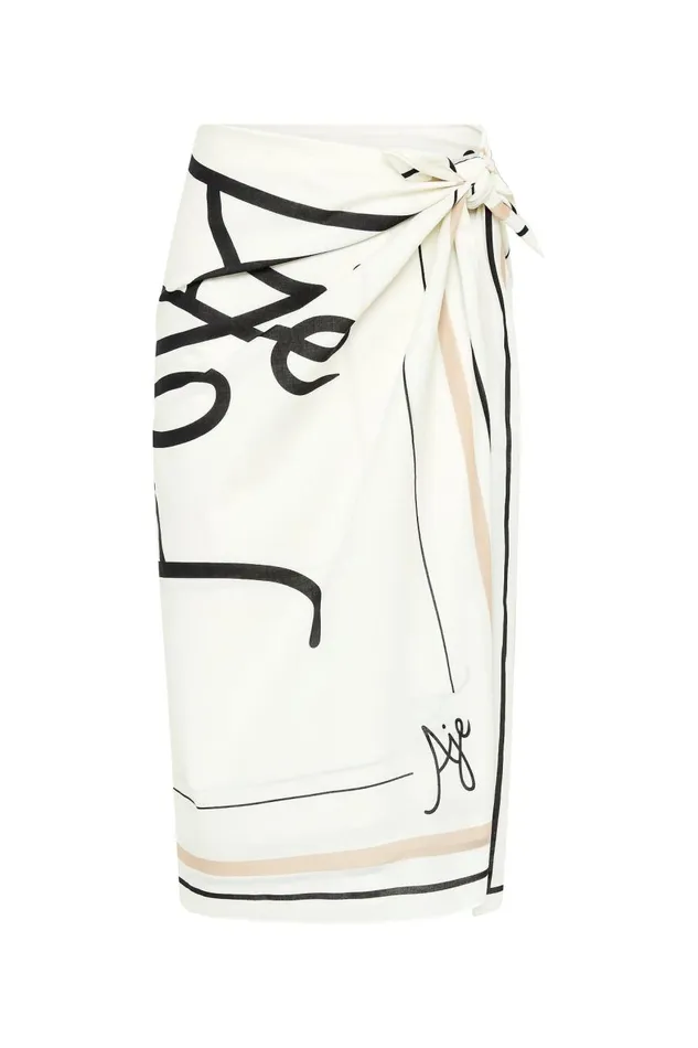 Aje Hats and Scarves Emmy Logo Sarong Ivoryblack Logo 8211 Women Aje Hats and Scarves Emmy Logo Sarong Ivoryblack Logo 8211 Women