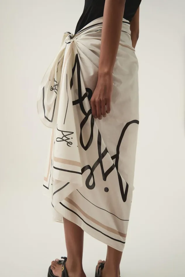 Aje Hats and Scarves Emmy Logo Sarong Ivoryblack Logo 8211 Women Aje Hats and Scarves Emmy Logo Sarong Ivoryblack Logo 8211 Women