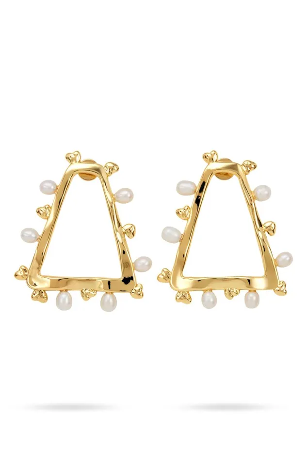 Aje Jewelry Descend Pearl Stud Goldpearl 8211 Women Aje Jewelry Descend Pearl Stud Goldpearl 8211 Women