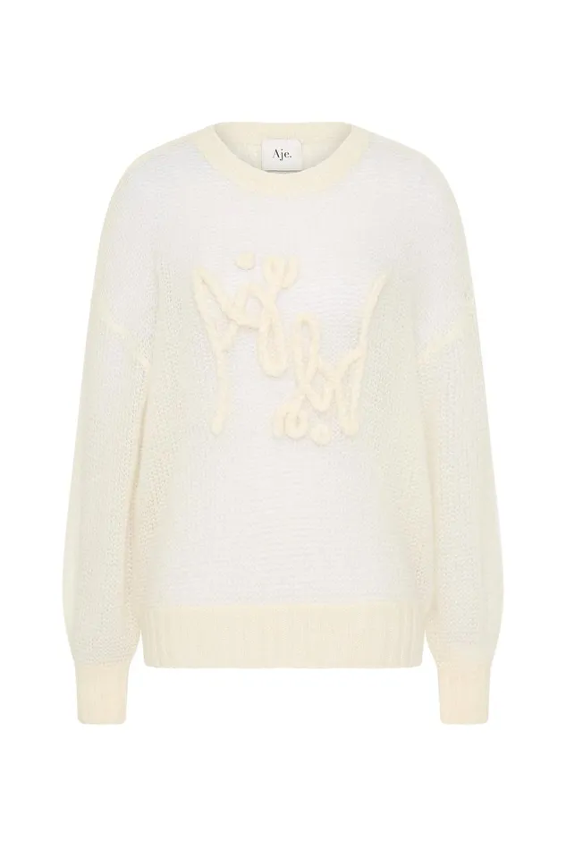 Aje Knitwear and Jumpers Prophecy Logo Knit Ivory 8211 Women