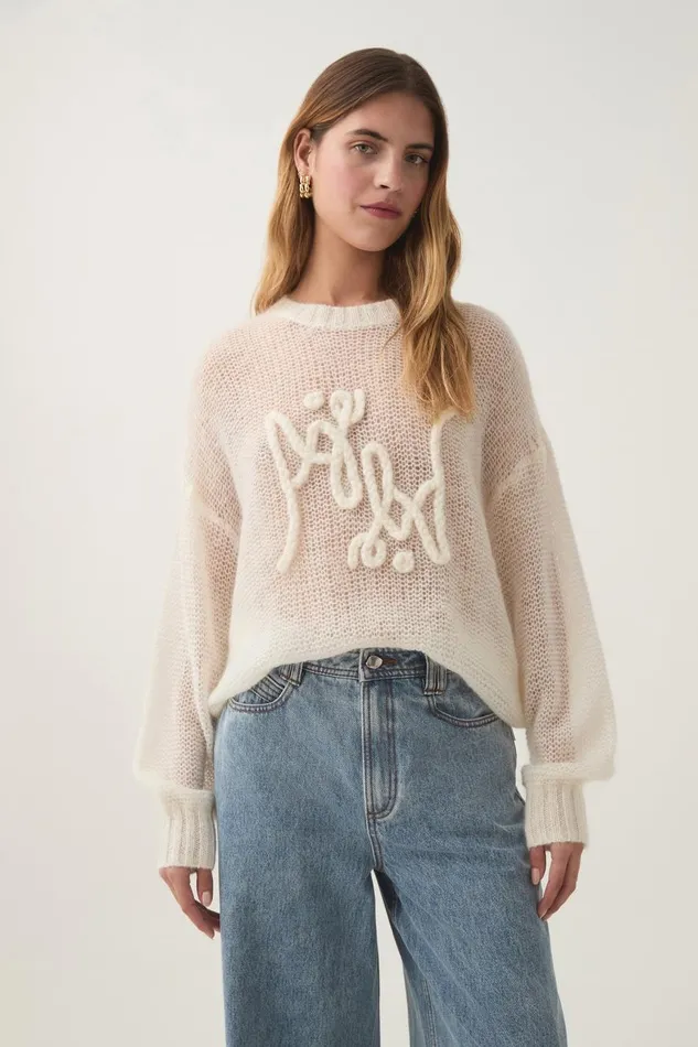 Aje Knitwear and Jumpers Prophecy Logo Knit Ivory 8211 Women
