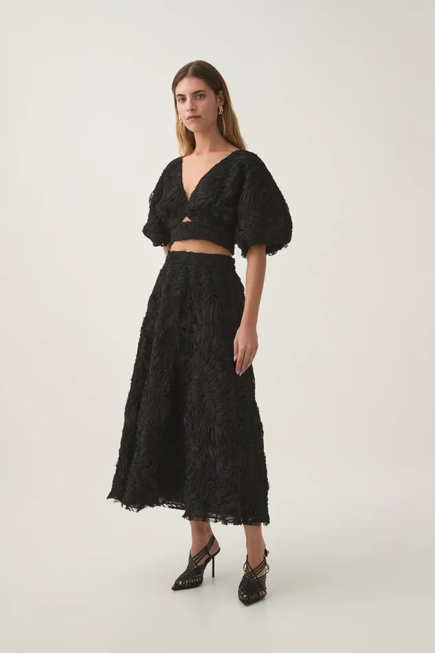 Aje Matching Sets Florential Textured Midi Skirt Black 8211 Women