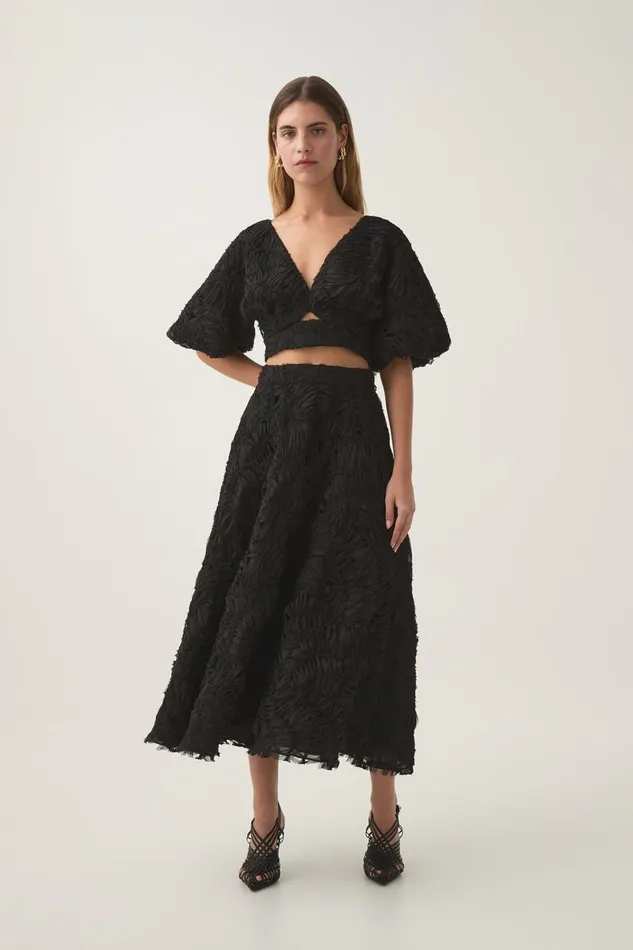 Aje Matching Sets Florential Textured Midi Skirt Black 8211 Women