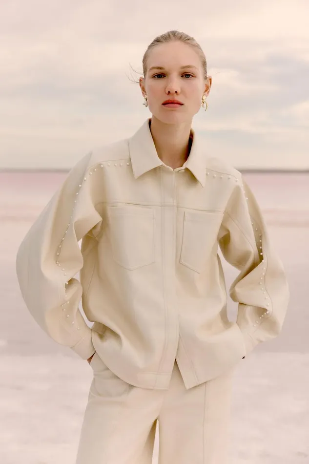 Aje Matching Sets Lumen Pearl Shirt Sandstone Beige 8211 Women