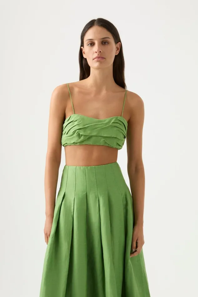 Aje Matching Sets Thea Draped Twist Crop Top Fern Green 8211 Women Aje Matching Sets Thea Draped Twist Crop Top Fern Green 8211 Women