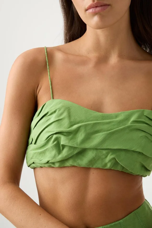 Aje Matching Sets Thea Draped Twist Crop Top Fern Green 8211 Women Aje Matching Sets Thea Draped Twist Crop Top Fern Green 8211 Women