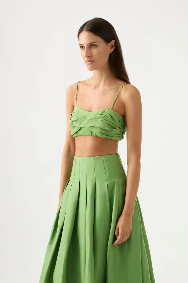 Aje Matching Sets Thea Draped Twist Crop Top Fern Green 8211 Women Aje Matching Sets Thea Draped Twist Crop Top Fern Green 8211 Women