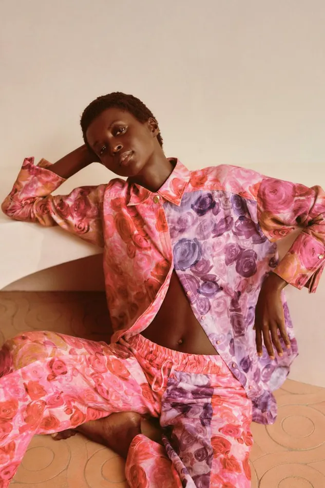 Aje Matching Sets Vision Oversized Linen Shirt Kaleidoscopic Rose 8211 Women