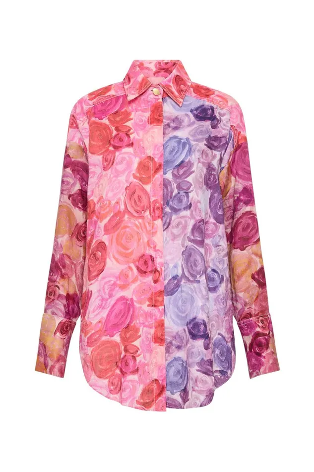 Aje Matching Sets Vision Oversized Linen Shirt Kaleidoscopic Rose 8211 Women Aje Matching Sets Vision Oversized Linen Shirt Kaleidoscopic Rose 8211 Women