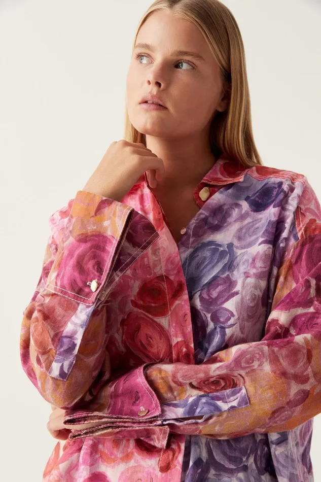 Aje Matching Sets Vision Oversized Linen Shirt Kaleidoscopic Rose 8211 Women Aje Matching Sets Vision Oversized Linen Shirt Kaleidoscopic Rose 8211 Women
