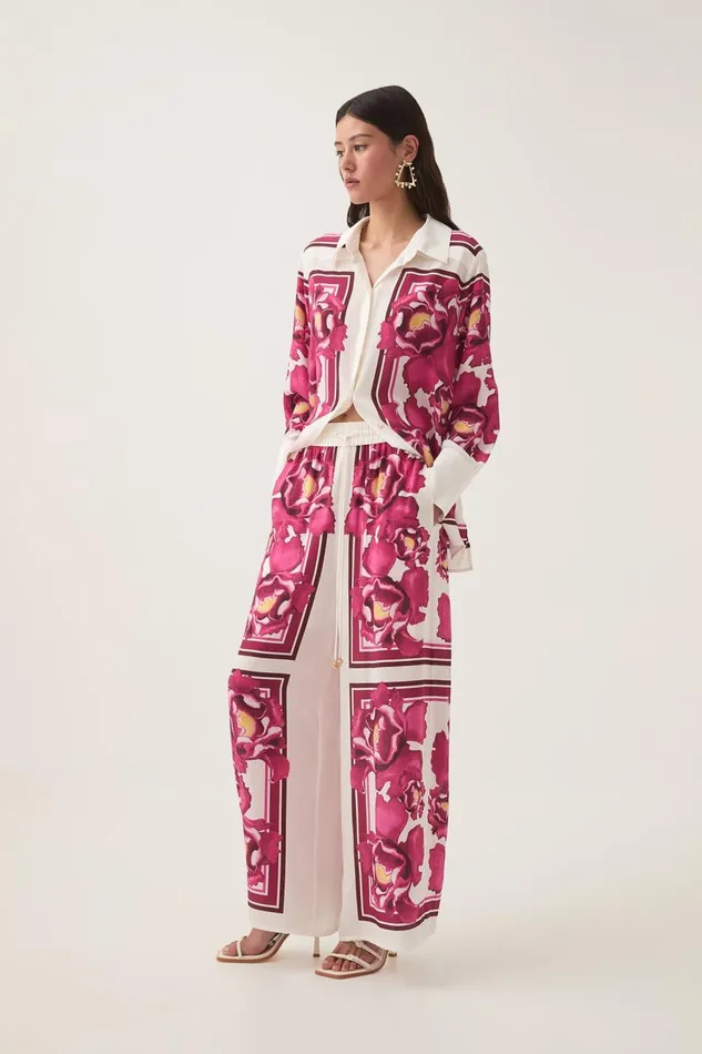 Aje Pants Atomic Silk Relaxed Pant Boldly Blooming 8211 Women