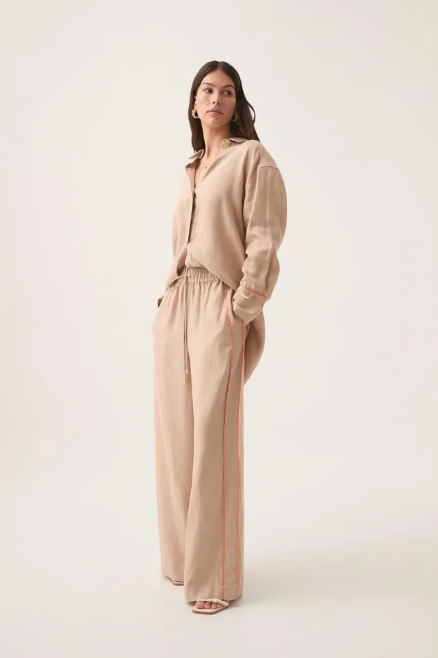 Aje Pants Drawn Washed Linen Pant Warm Taupe 8211 Women