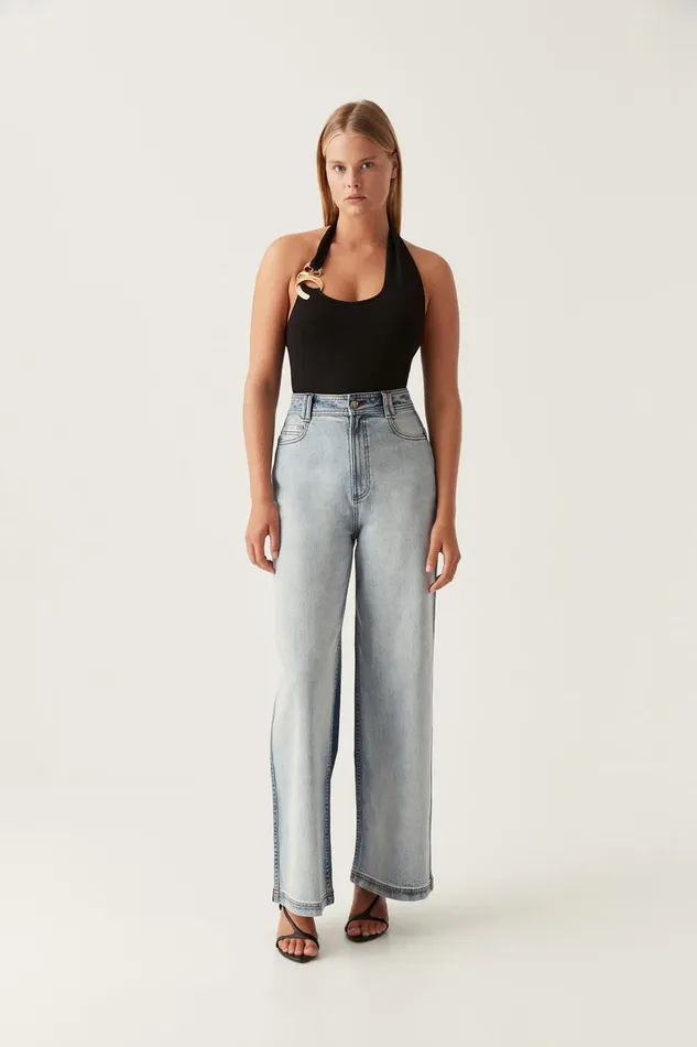 Aje Pants Embrace Wide Leg Jeans Two Tone Indigo 8211 Women