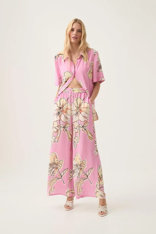 Aje Pants Mirella Silk Pant Pink Hibiscus 8211 Women