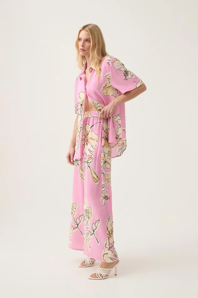 Aje Pants Mirella Silk Pant Pink Hibiscus 8211 Women