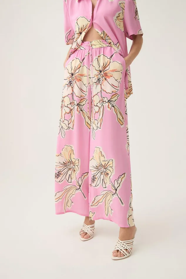 Aje Pants Mirella Silk Pant Pink Hibiscus 8211 Women