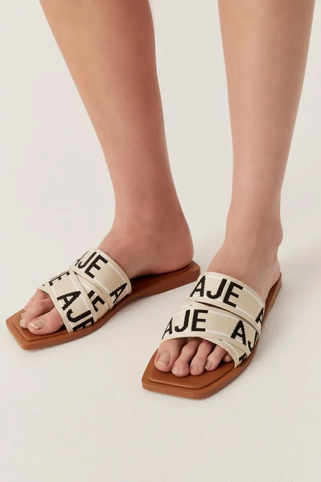 Aje Shoes Anais Logo Slide Tannatural 8211 Women